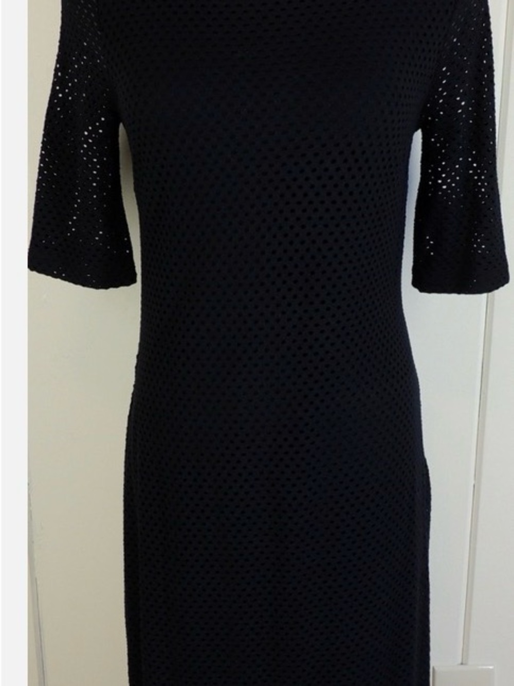 Banana Republic Black Eyelet Knit Midi Dress